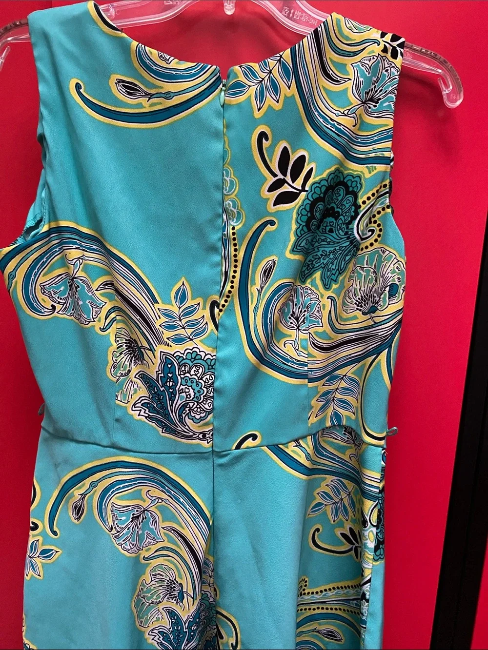 Dress Barns Women’s Vibrant Teal Paisley Fit-and-Flair Skater Dress. Size 14 - Picture 3 of 3
